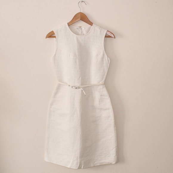 Tory Burch Kimberly Ottoman Linen Sheath Dress Size 2 White - Picture 3 of 8